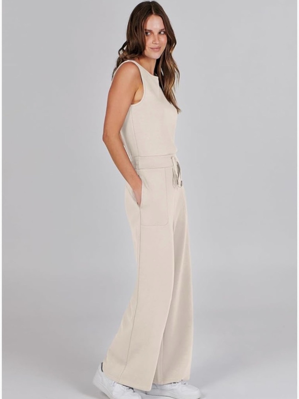 Caracilia Sleeveless Wide-Leg Jumpsuit in Light Beige XXL NWT - Picture 3 of 13